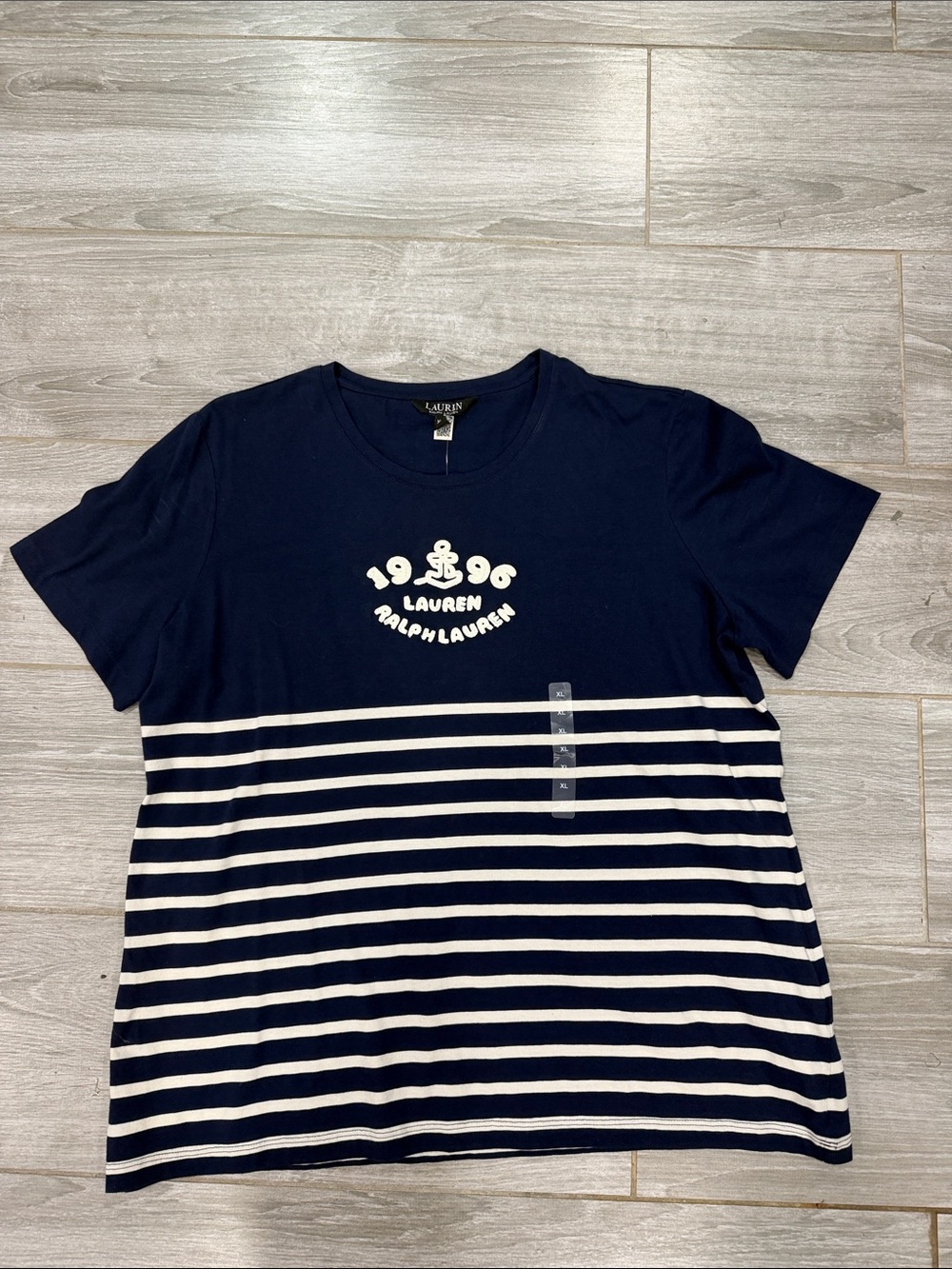 Lauren Ralph Lauren Navy & White Striped t shirt XL